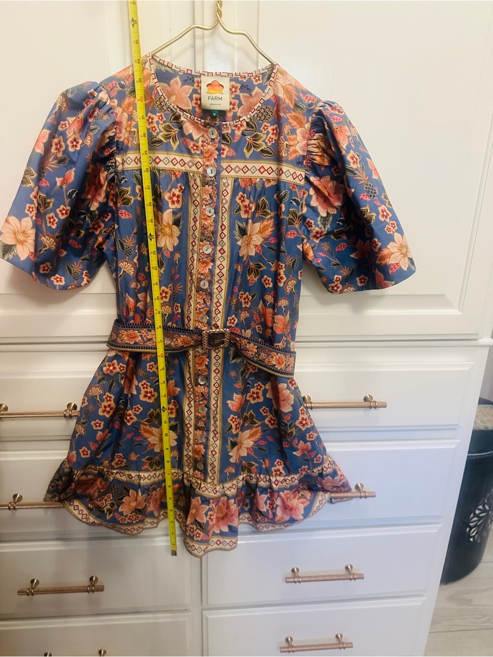 FARM Rio Blue Floral Midi Dress with Pink & Green Accents - Picture 13 of 16